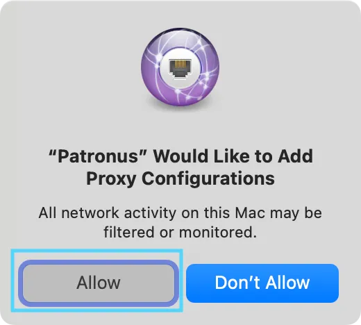 Confirm that the Patronus filter is enabled